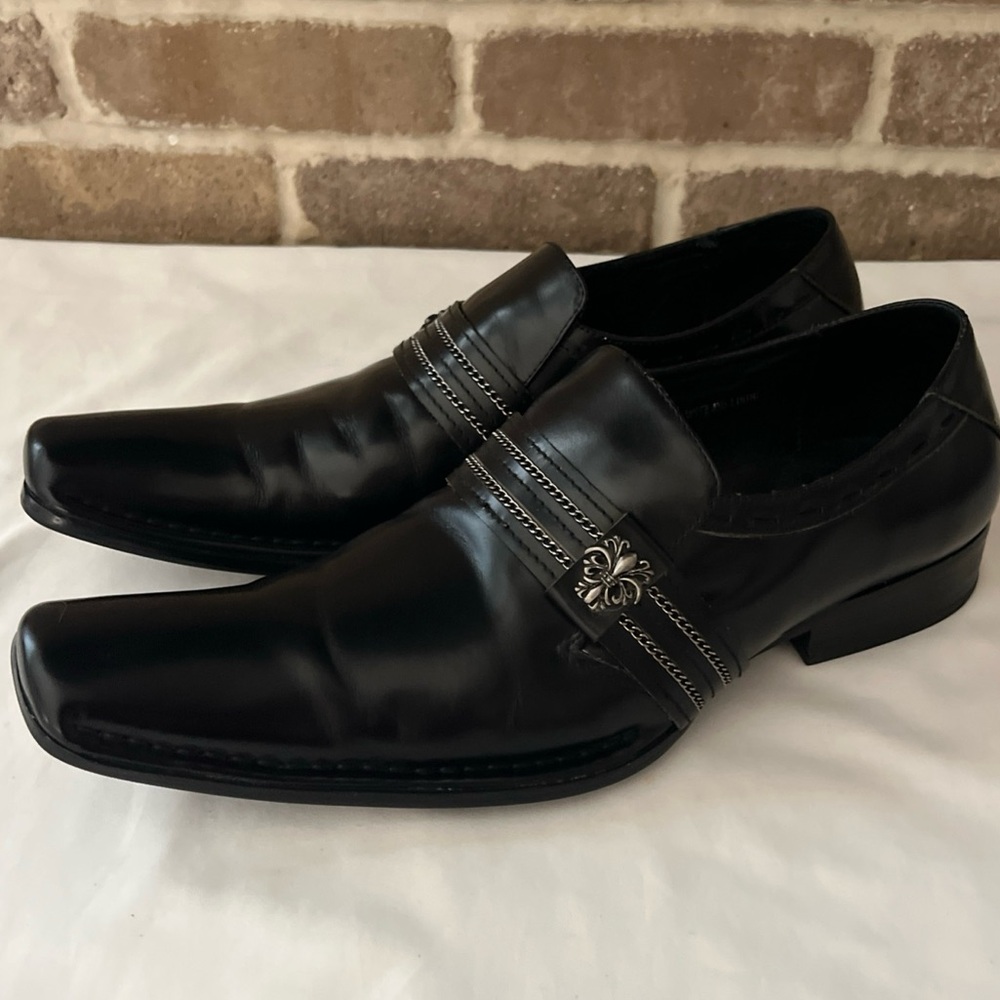 Robert Wayne Slice Black Leather Embellished Slip… - image 1